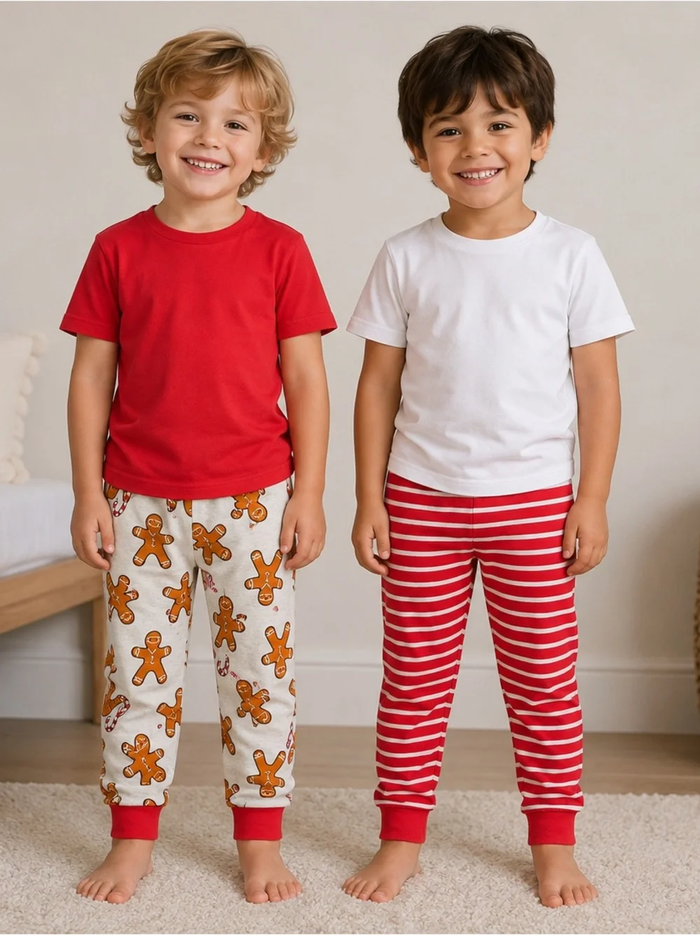 Old Navy 100% Cotton PJ Pants 2-PACK Gingerbread & Candy Cane